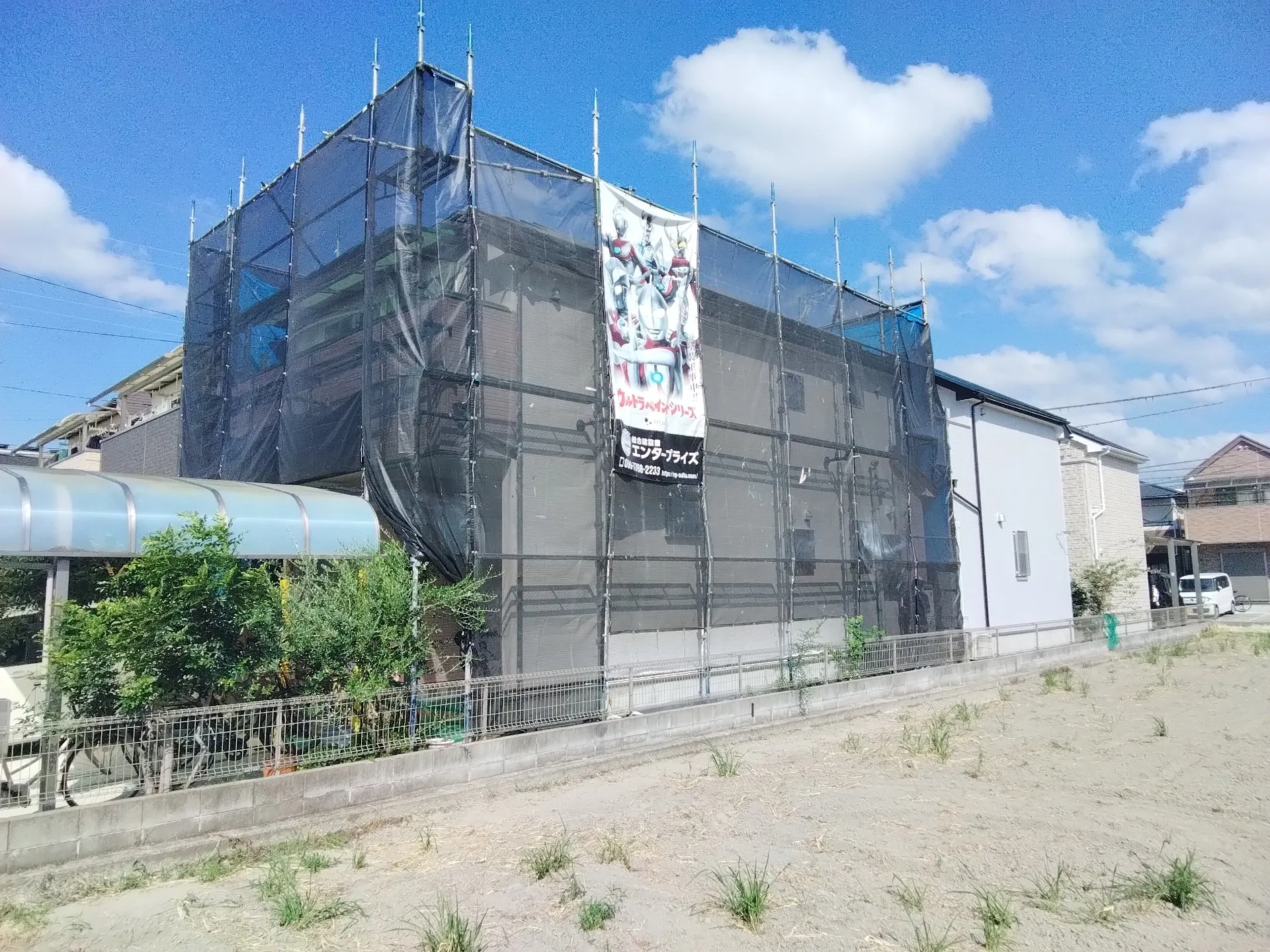 兵庫県伊丹市で下塗､中塗を、施工しました。